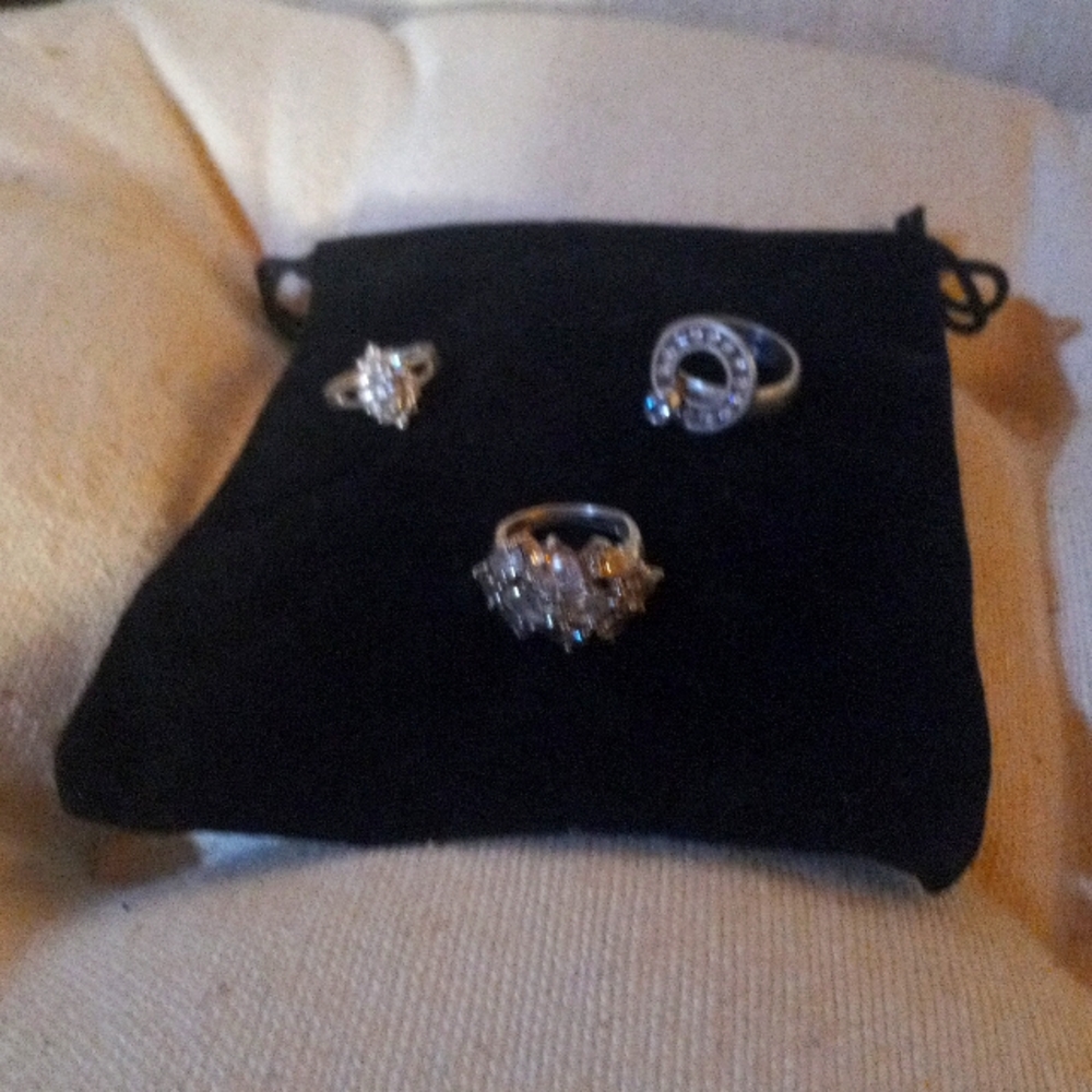 Silver and crystal rings